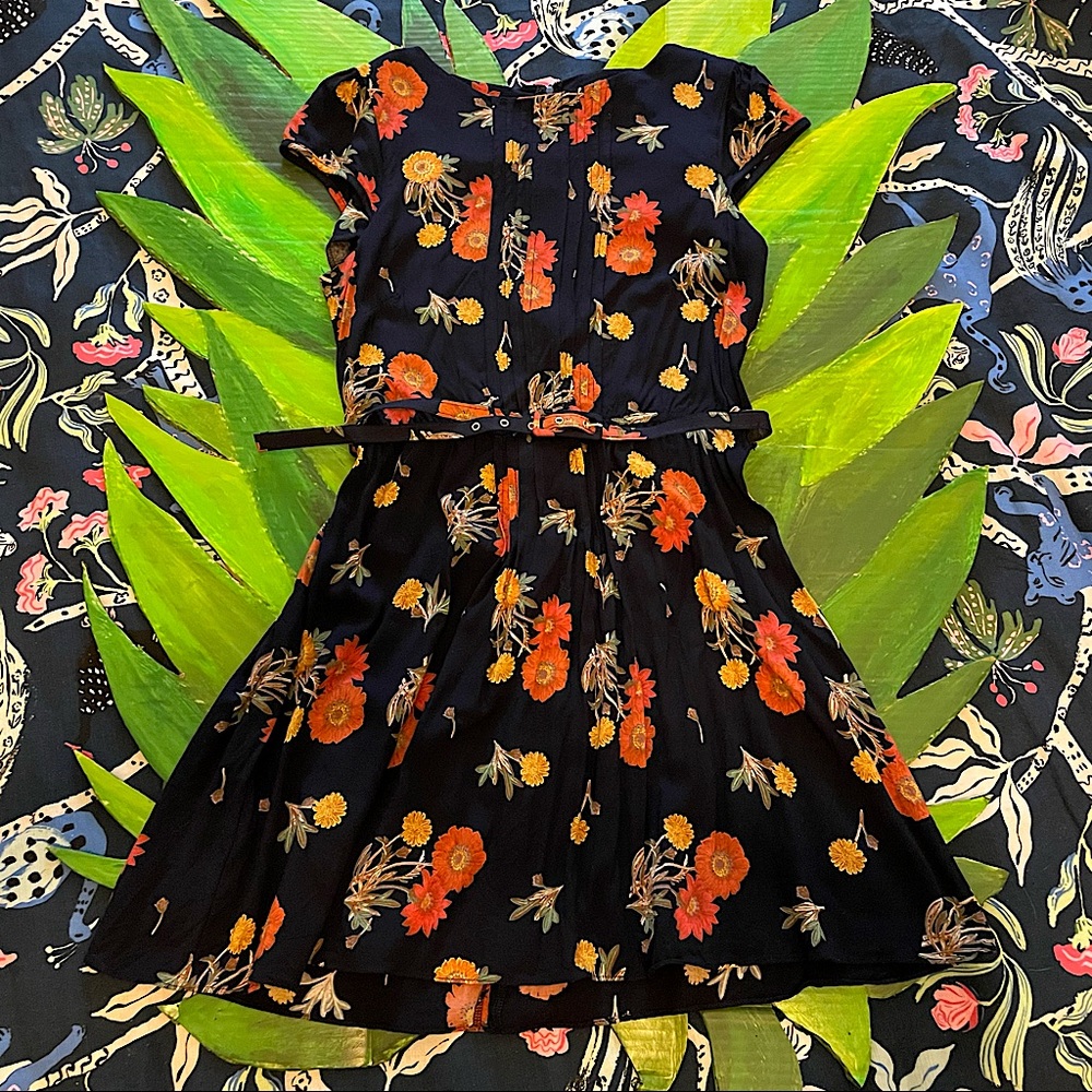 Navy floral ASOS tea dress